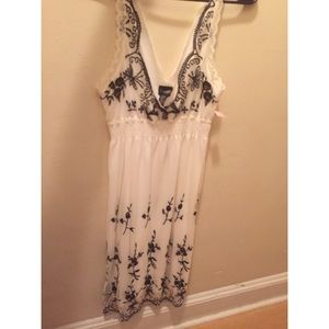 Frederick’s of Hollywood White w/ Black Lace Dress
